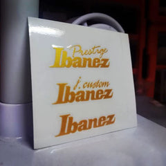 Ibanez Guitar Head Logo Full Set of Gold Tearable Film Pressure Stickers