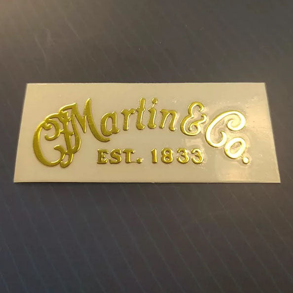 Guitar Head Golden Logo Metal Label UV Adhesive Tear off Film Leave Words - Martin