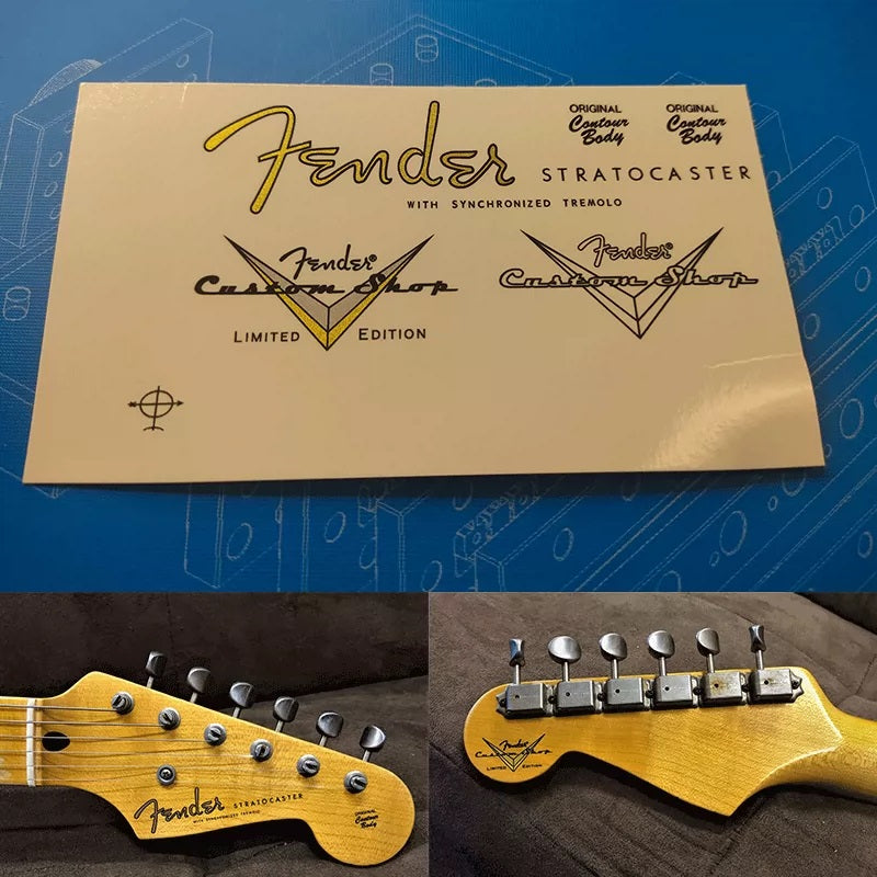 Fender custom electric guitar head logo water transfer removable film sticker - ST55
