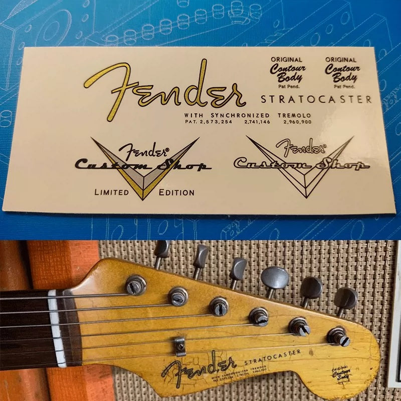 Fender custom electric guitar head logo water transfer removable film sticker - ST62