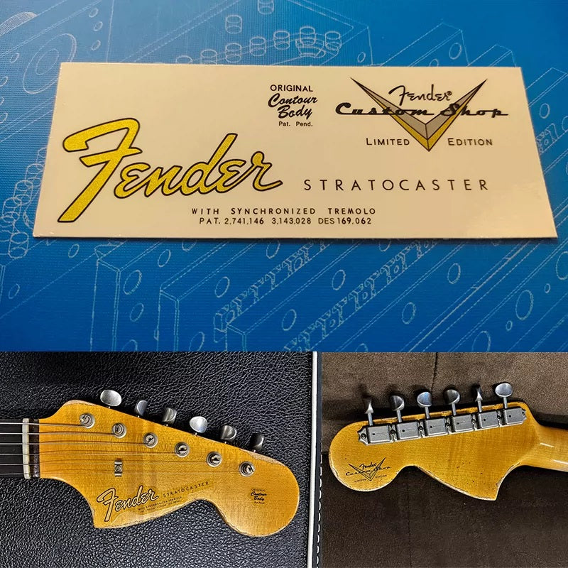 Fender custom electric guitar head logo water transfer removable film sticker - ST66/67