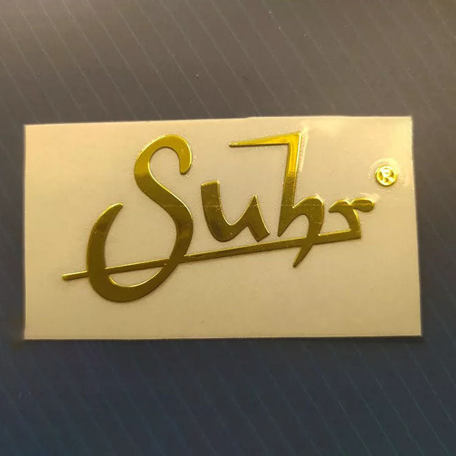 Guitar Head Golden Logo Metal Label UV Adhesive Tear off Film Leave Words - Suhr