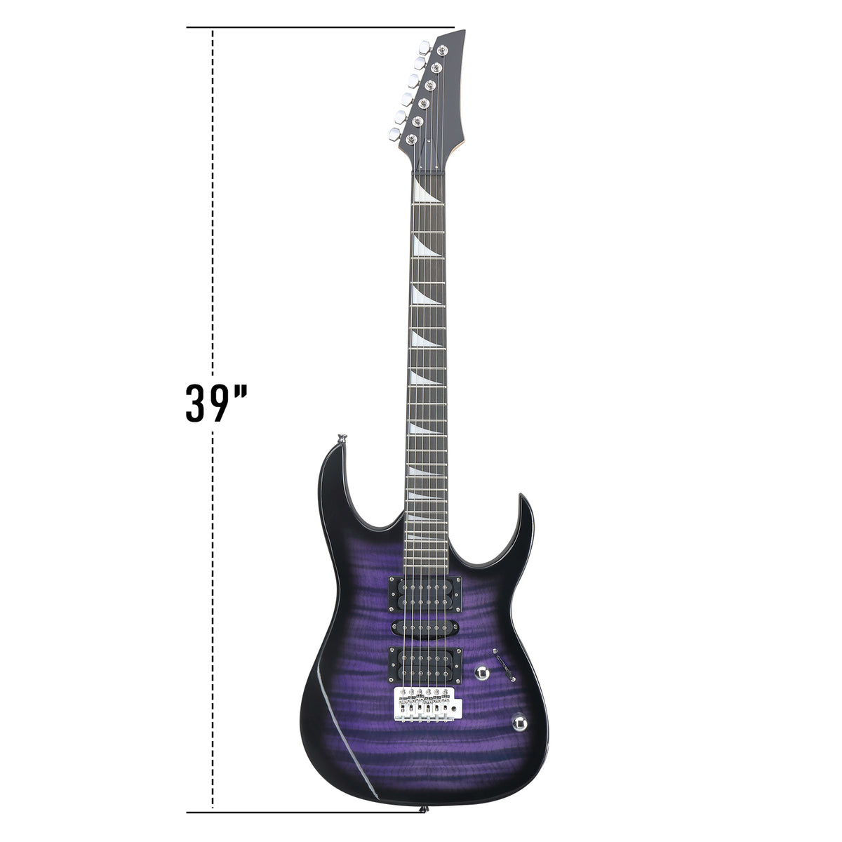 No logo 170 Model 39in Electric Guitar  HSH Pickups Black complete starter kit suit for Hard Rock Tiger-striped Purple