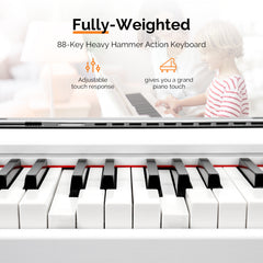 No logo 88 Keys Full Weighted Keyboards Digital Piano with Furniture Stand, Power Adapter, Triple Pedals, Headphone, for All Experience Levels White