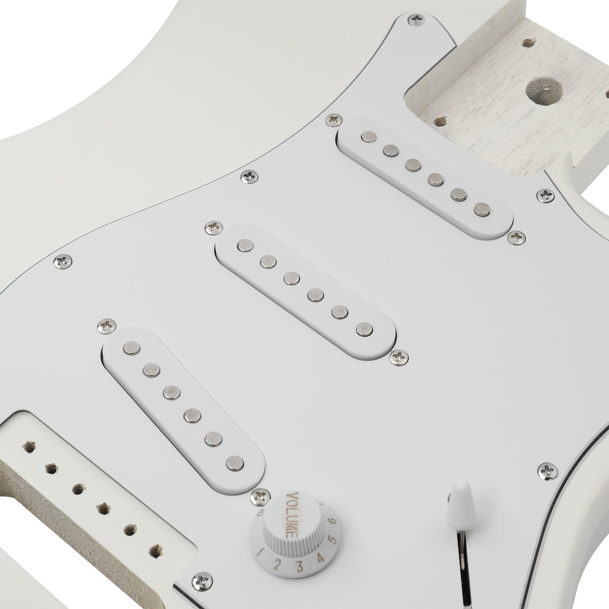DIY 6 String ST Style Electric Guitar Kits with Mahogany Body, Maple Neck and Accessories White