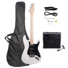 No logo ST Stylish Electric Guitar with Black Pickguard White