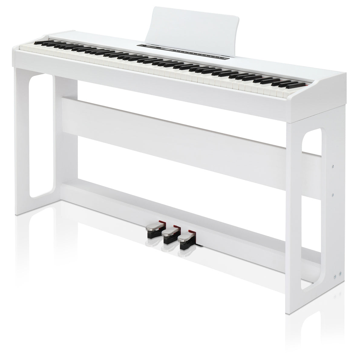 No logo 88 Keys Full Weighted Keyboards Digital Piano with Furniture Stand, Power Adapter, Triple Pedals, Headphone, for All Experience Levels White