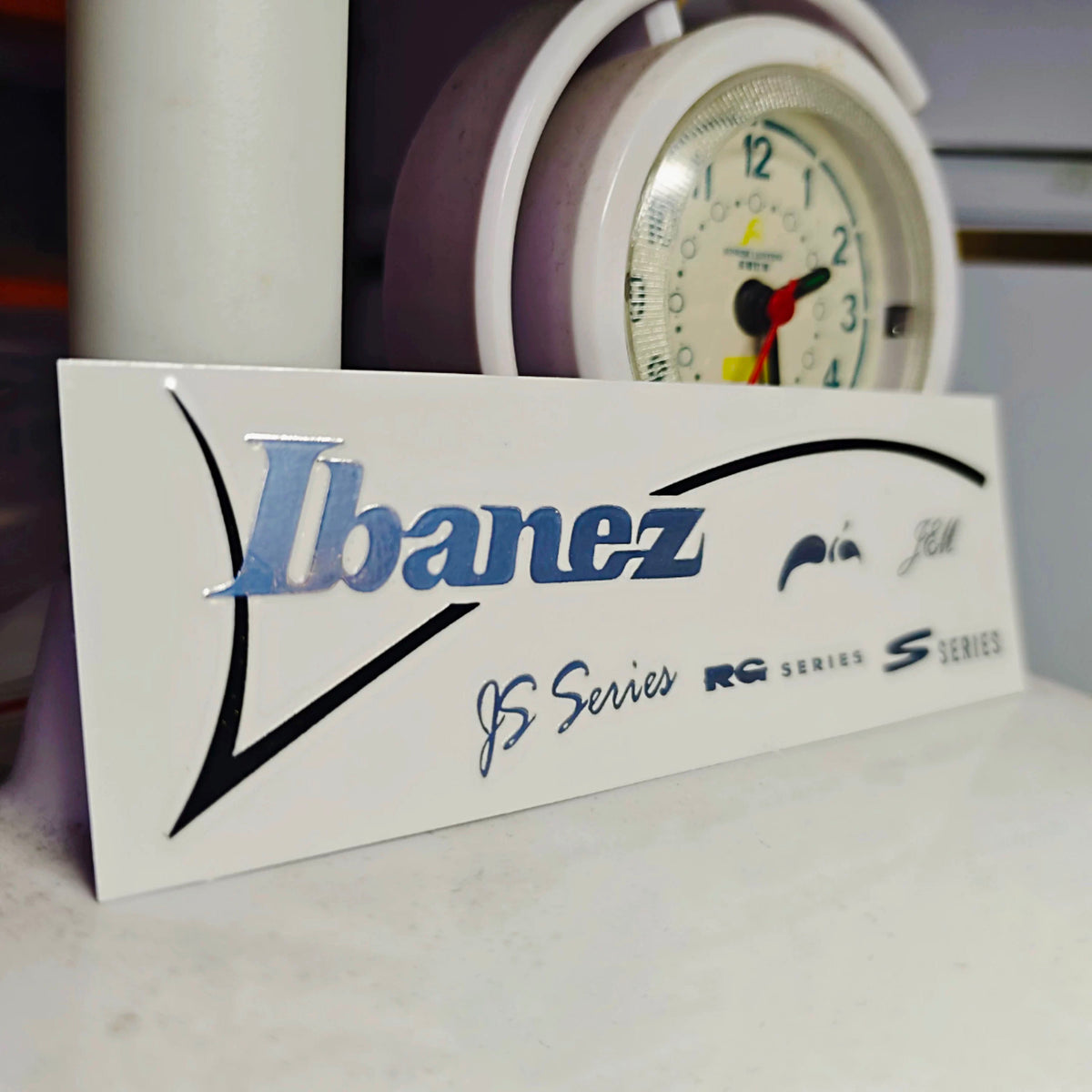 Ibanez Guitar Head Logo Tearable Film Pressure Sticker - Silver Tape ✔️