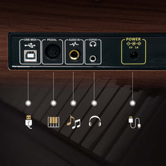 No logo 88 Keys Full Weighted Keyboards Digital Piano with Furniture Stand, Power Adapter, Triple Pedals, Headphone, for All Experience Levels Black Walnut【Same Model Code: 08218226】