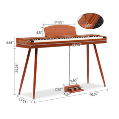 No logo 88 Key Standard Full Weighted Keyboards Digital Piano with Metal Stand, Power Adapter, Triple Pedals, Headphone，for All Experience Levels Walnut color